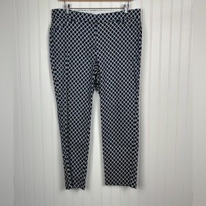 Valerie Stevens Blue White Geometric 
Womens Stretch Skinny Ankle Pant Sz 12 P